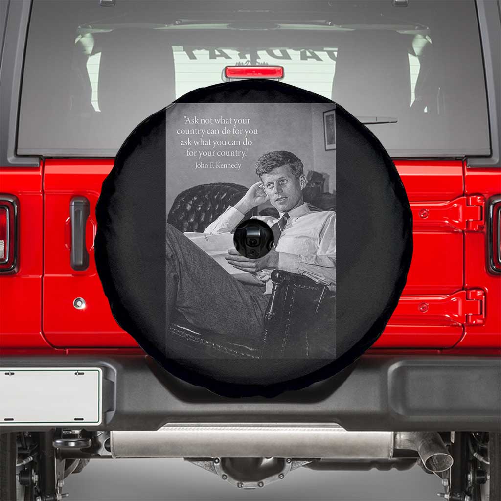 John F Kennedy Quote Spare Tire Cover American President History TS14 Black Print Your Wear
