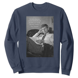 John F Kennedy Quote Sweatshirt American President History TS14 Navy Print Your Wear