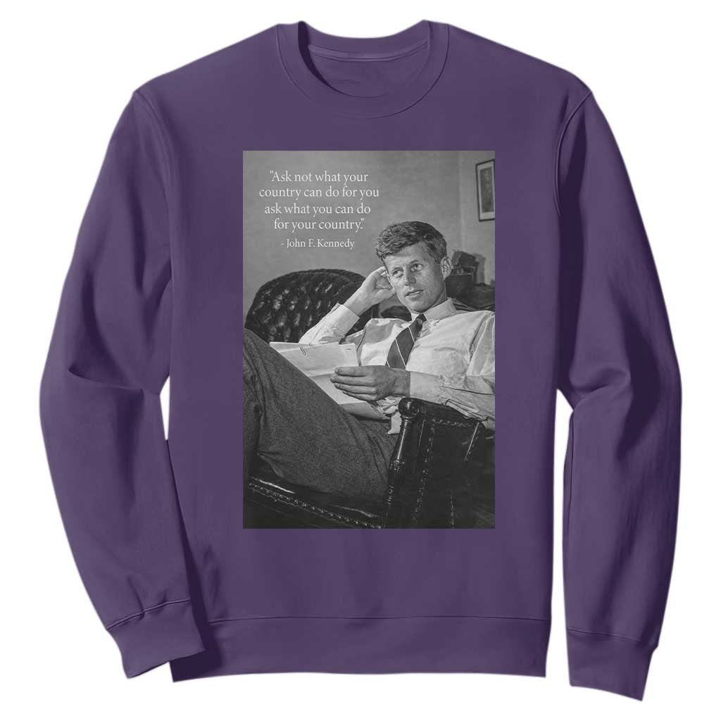 John F Kennedy Quote Sweatshirt American President History TS14 Purple Print Your Wear