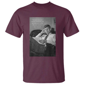 John F Kennedy Quote T Shirt American President History TS14 Maroon Print Your Wear