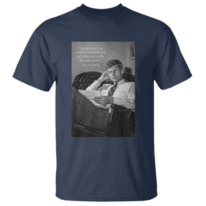 John F Kennedy Quote T Shirt American President History TS14 Navy Print Your Wear