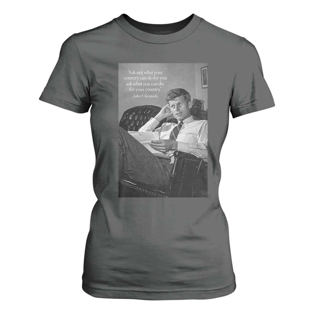 John F Kennedy Quote T Shirt For Women American President History TS14 Dark Heather Print Your Wear
