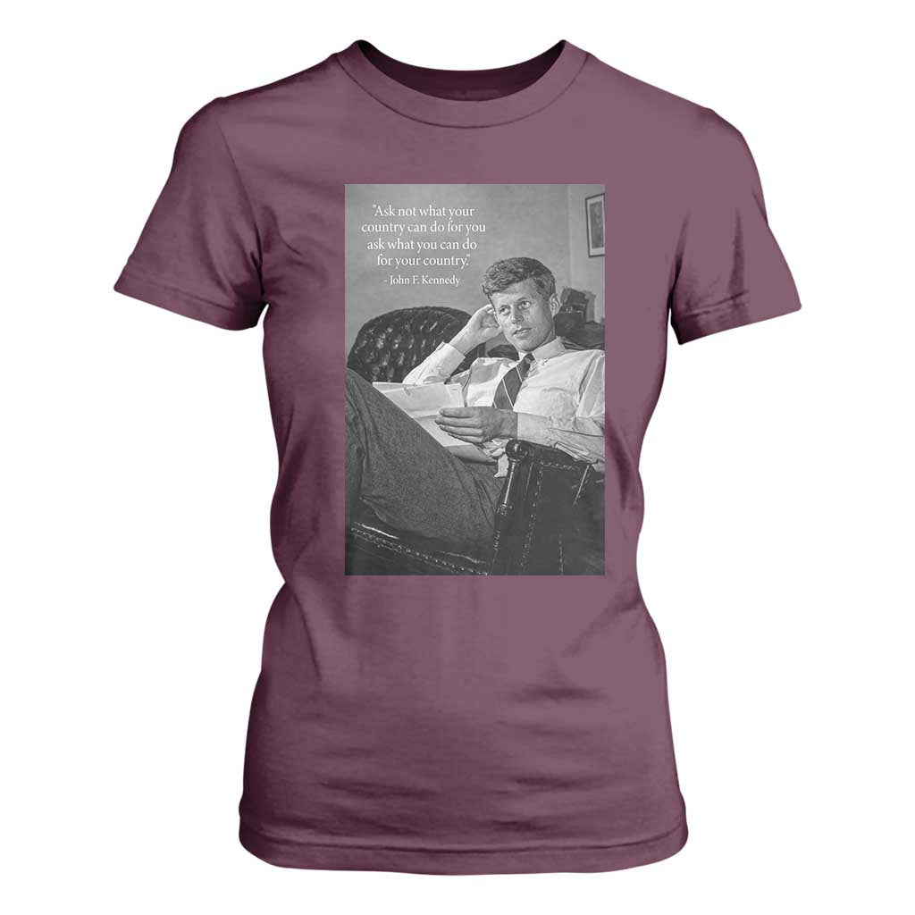 John F Kennedy Quote T Shirt For Women American President History TS14 Maroon Print Your Wear