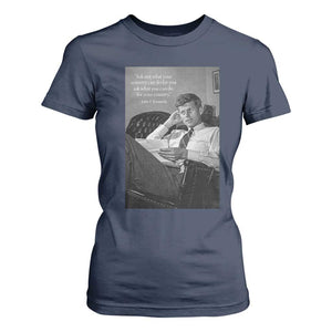 John F Kennedy Quote T Shirt For Women American President History TS14 Navy Print Your Wear