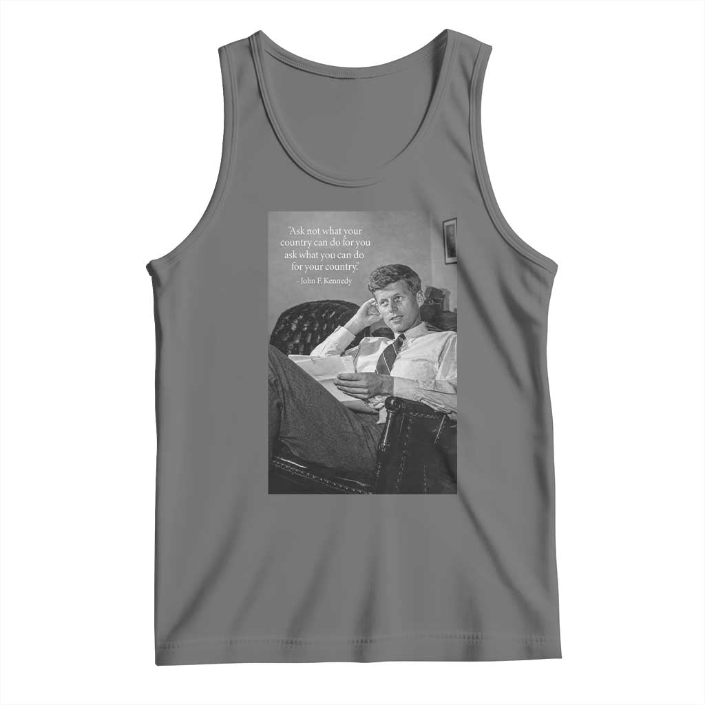 John F Kennedy Quote Tank Top American President History TS14 Black Heather Print Your Wear