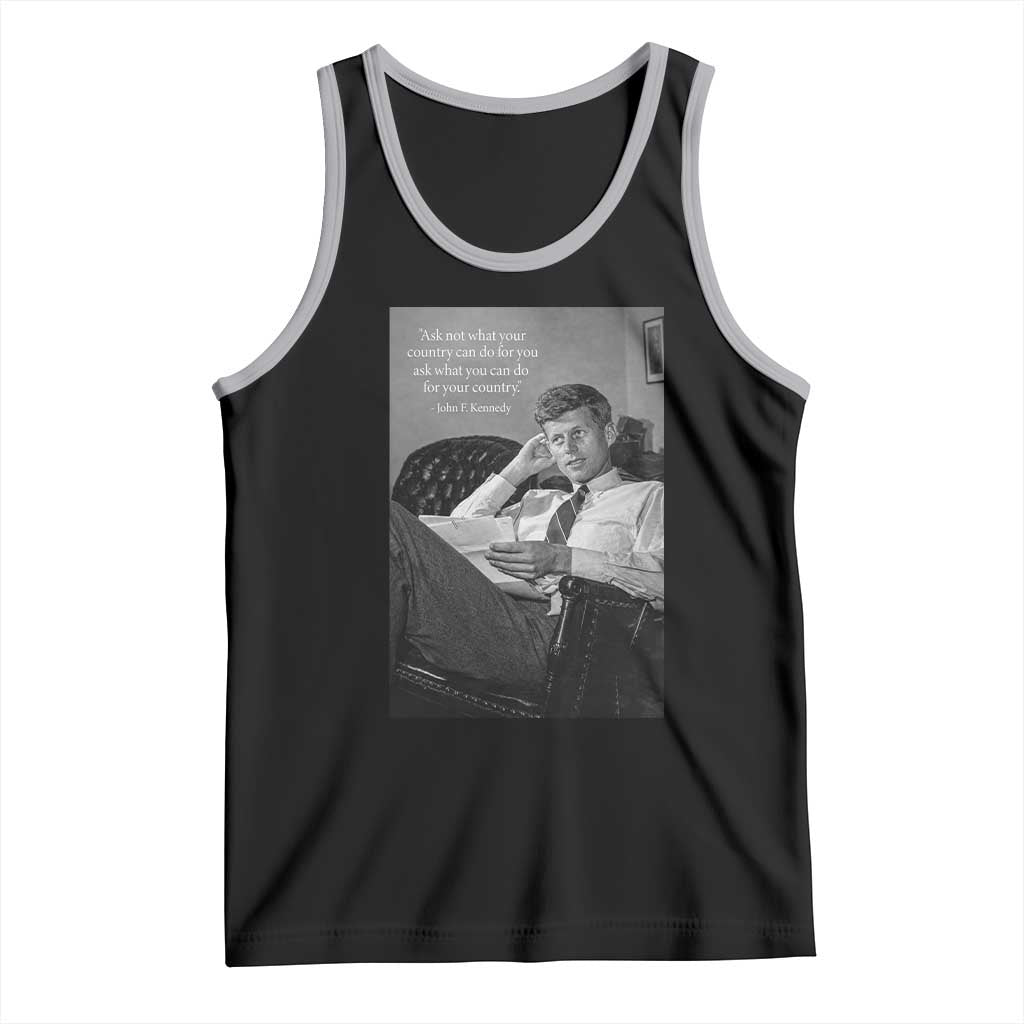 John F Kennedy Quote Tank Top American President History TS14 Black Athletic Heather Print Your Wear