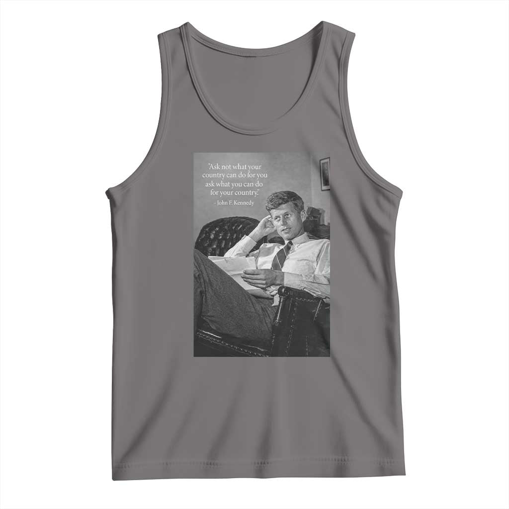 John F Kennedy Quote Tank Top American President History TS14 Deep Heather Print Your Wear