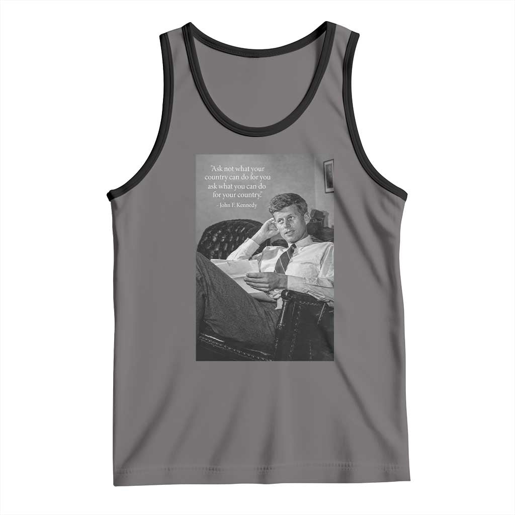 John F Kennedy Quote Tank Top American President History TS14 Deep Heather Black Print Your Wear