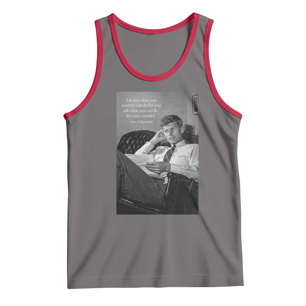 John F Kennedy Quote Tank Top American President History TS14 Deep Heather Red Print Your Wear