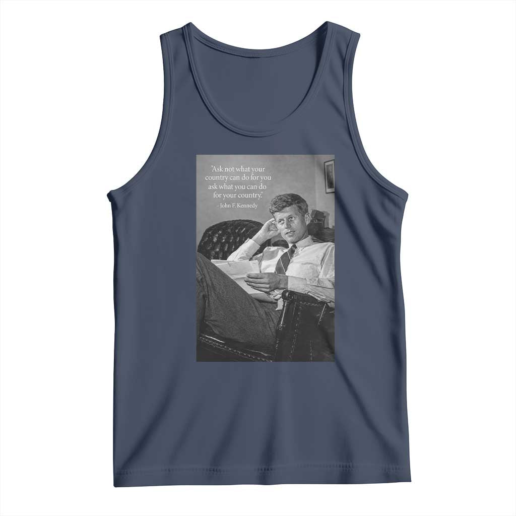 John F Kennedy Quote Tank Top American President History TS14 Navy Print Your Wear