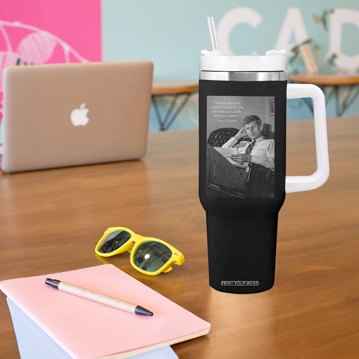 John F Kennedy Quote Tumbler With Handle American President History TS14 Print Your Wear
