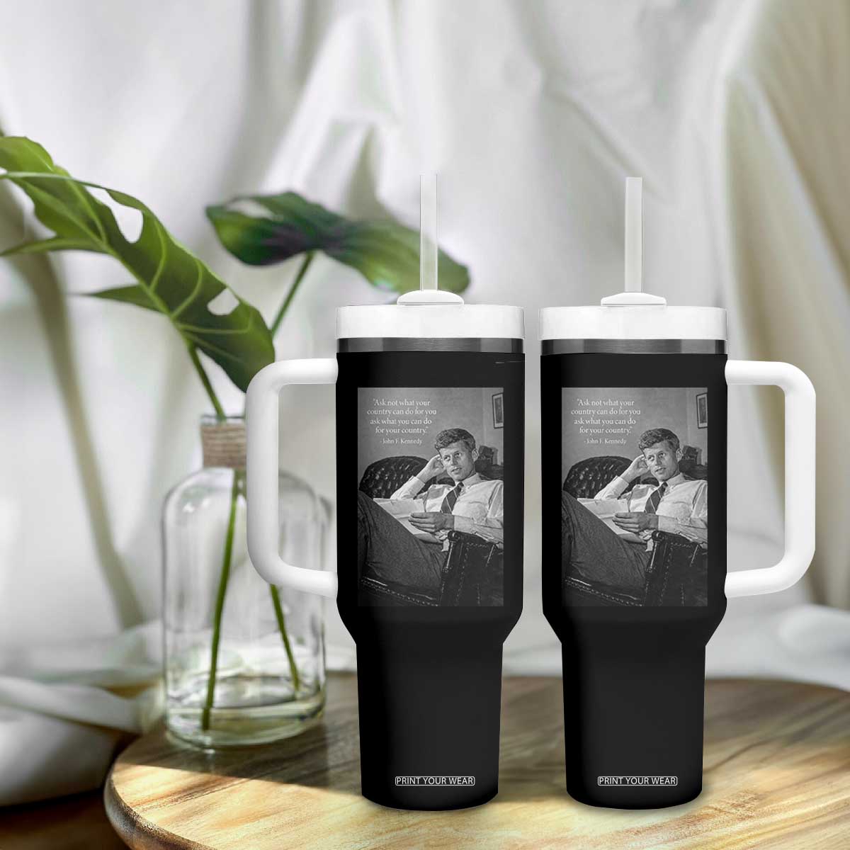 John F Kennedy Quote Tumbler With Handle American President History TS14 Print Your Wear