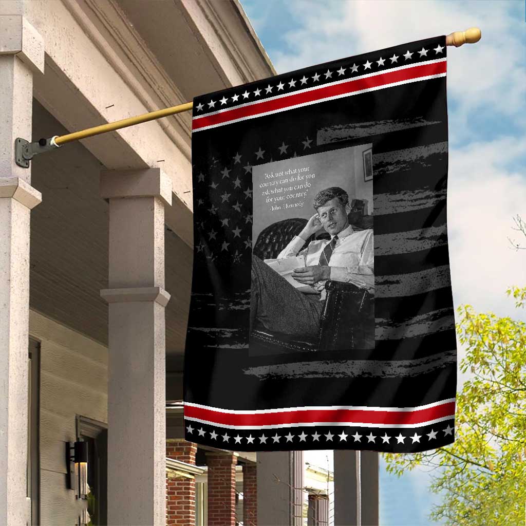 John F Kennedy Quote Garden Flag American President History TS14 Distressed Black Red Print Your Wear