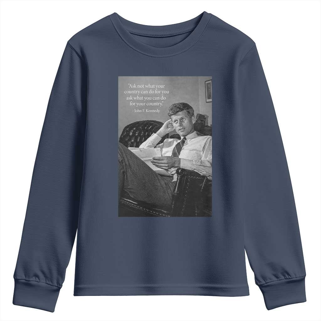 John F Kennedy Quote Youth Sweatshirt American President History TS14 Navy Print Your Wear