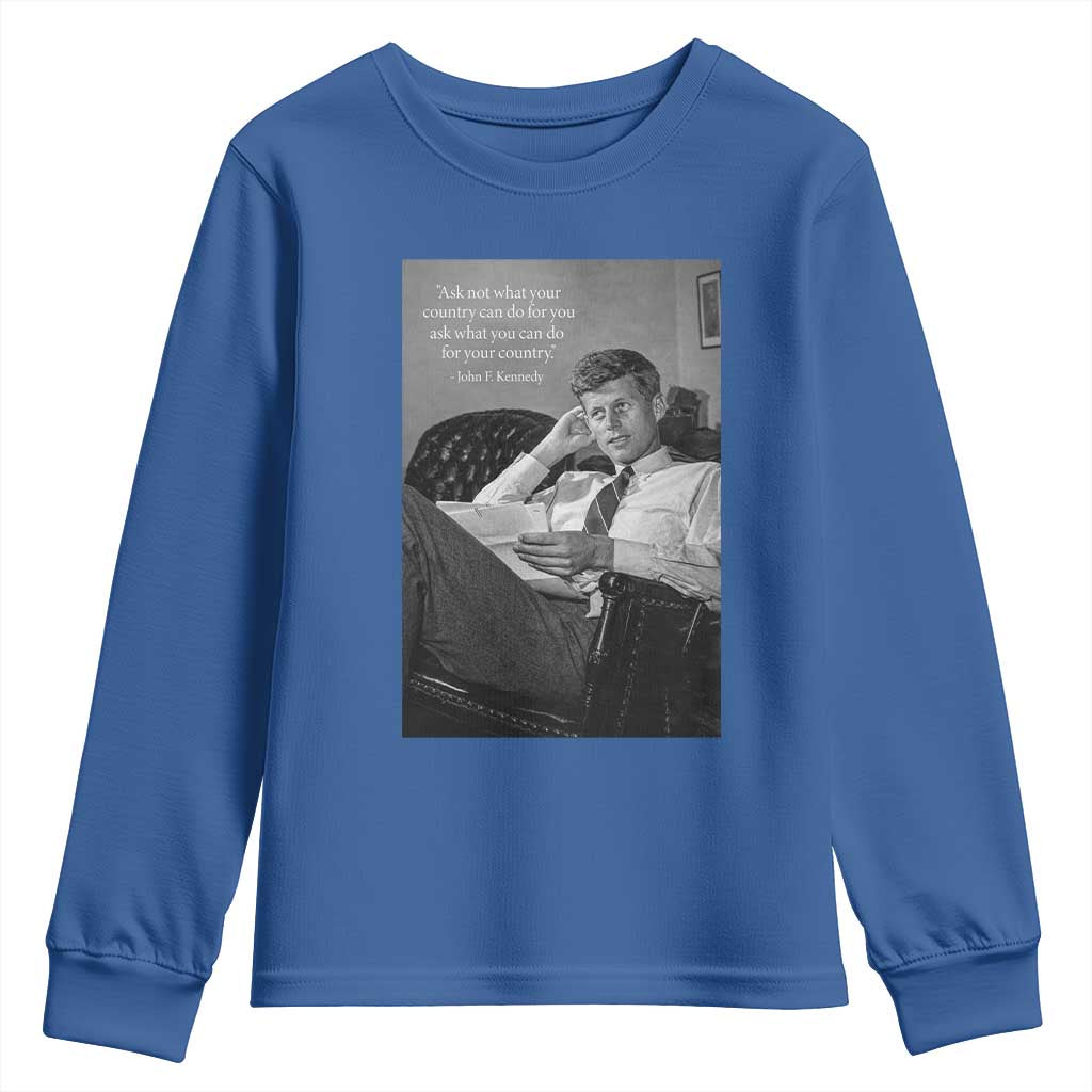John F Kennedy Quote Youth Sweatshirt American President History TS14 Royal Blue Print Your Wear