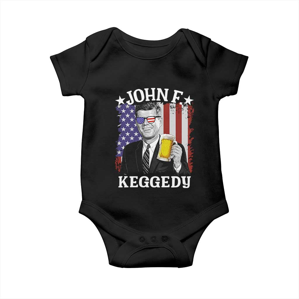 John F Kennedy Baby Onesie 4th of July America Flag Beer TS14 Black Print Your Wear