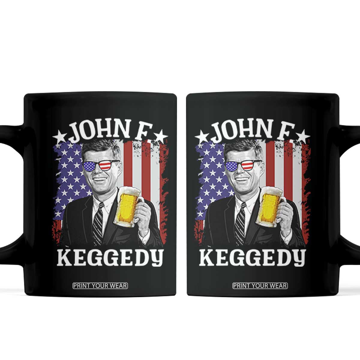 John F Kennedy Coffee Mug 4th of July America Flag Beer TS14 Black Print Your Wear