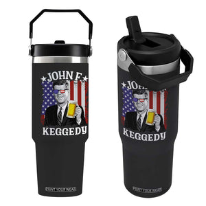 John F Kennedy Flip Straw Tumbler 4th of July America Flag Beer TS14 One Size: 30 oz Black Print Your Wear