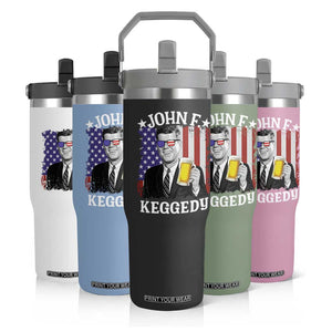 John F Kennedy Flip Straw Tumbler 4th of July America Flag Beer TS14 Print Your Wear