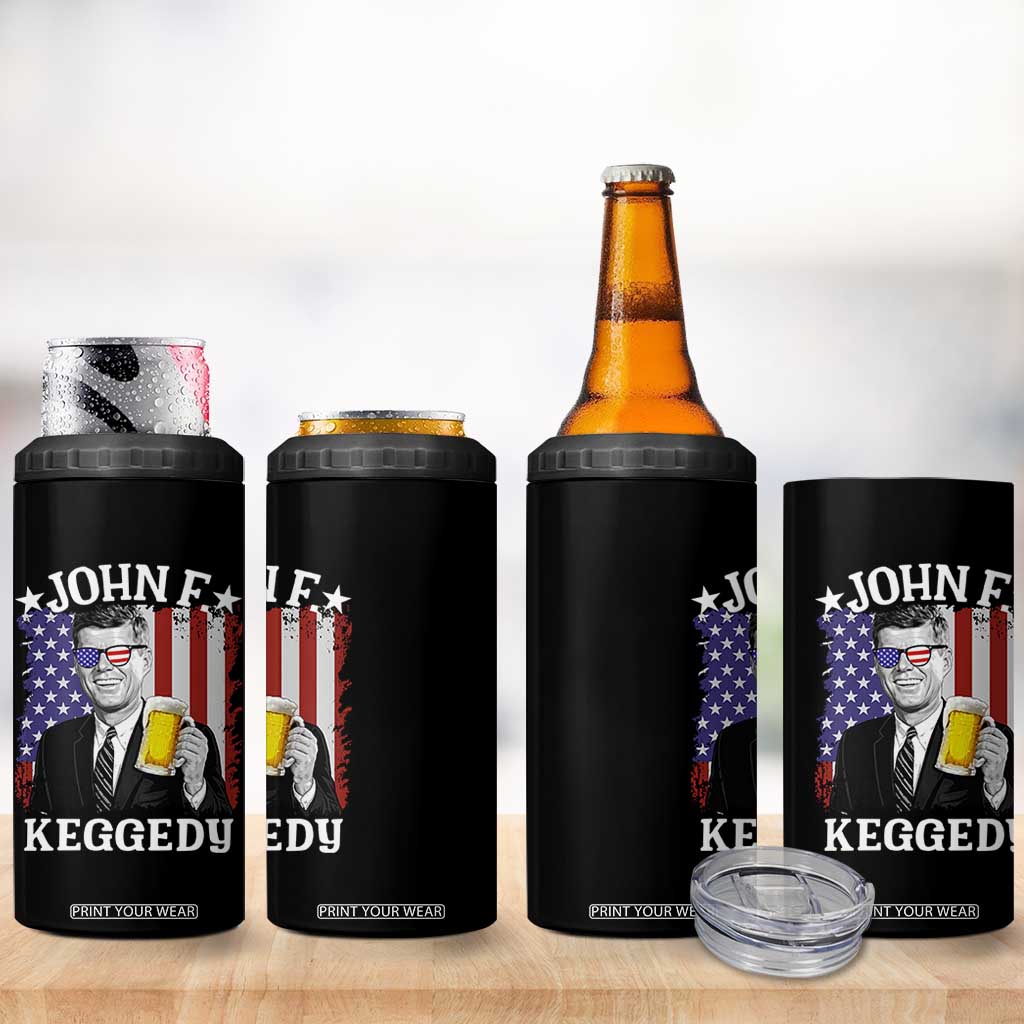 John F Kennedy 4 in 1 Can Cooler Tumbler 4th of July America Flag Beer TS14 Print Your Wear