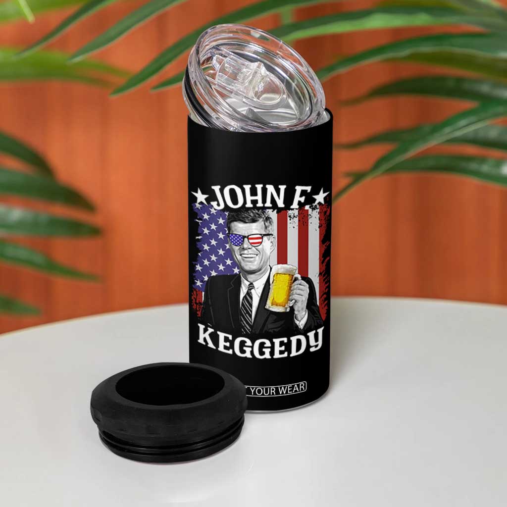 John F Kennedy 4 in 1 Can Cooler Tumbler 4th of July America Flag Beer TS14 Print Your Wear