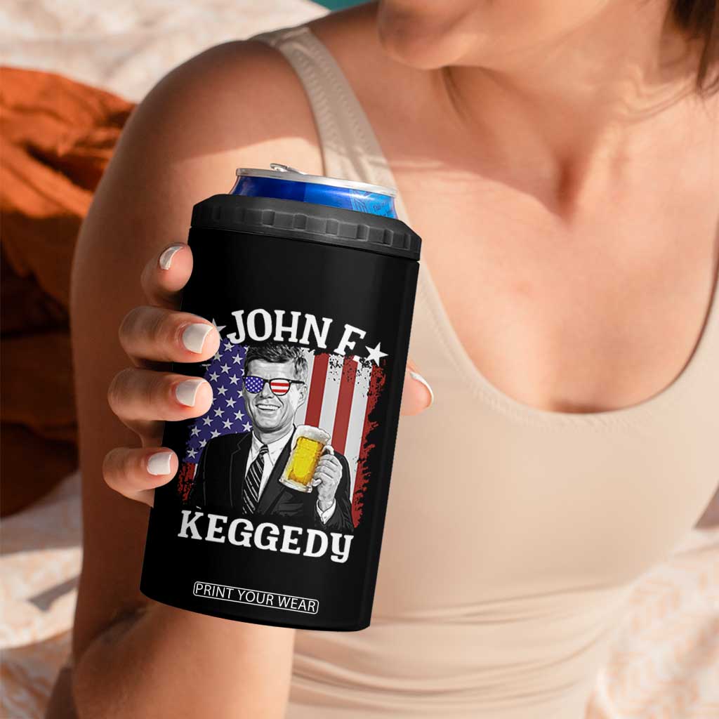 John F Kennedy 4 in 1 Can Cooler Tumbler 4th of July America Flag Beer TS14 Print Your Wear