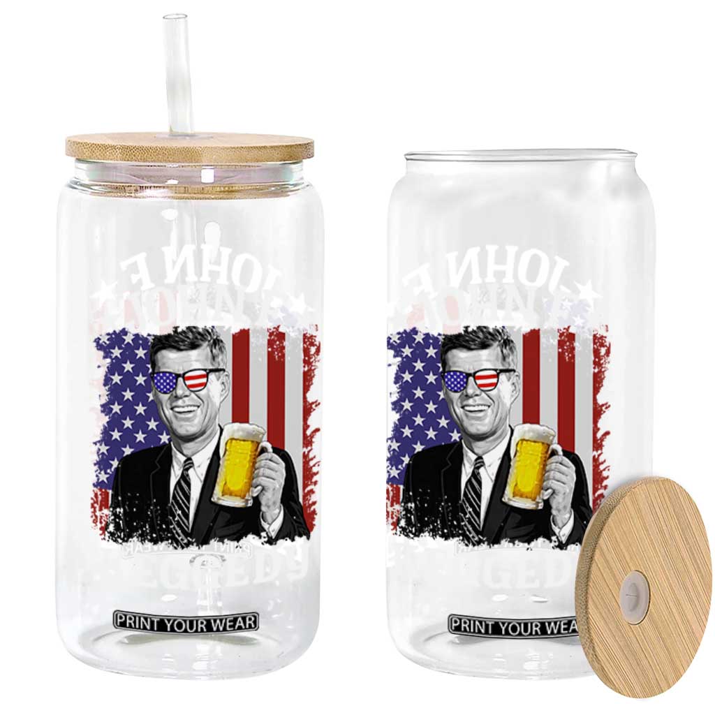 John F Kennedy Glass Can 4th of July America Flag Beer TS14 Print Your Wear