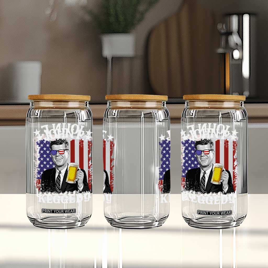 John F Kennedy Glass Can 4th of July America Flag Beer TS14 Print Your Wear