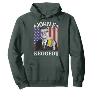 John F Kennedy Hoodie 4th of July America Flag Beer TS14 Dark Forest Green Print Your Wear