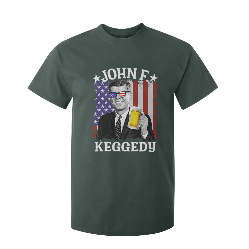 John F Kennedy T Shirt For Kid 4th of July America Flag Beer TS14 Dark Forest Green Print Your Wear