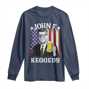 John F Kennedy Long Sleeve Shirt 4th of July America Flag Beer TS14 Navy Print Your Wear