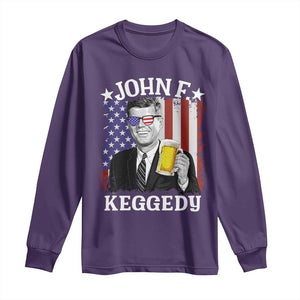 John F Kennedy Long Sleeve Shirt 4th of July America Flag Beer TS14 Purple Print Your Wear