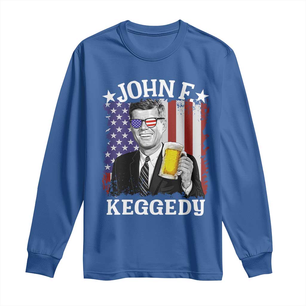 John F Kennedy Long Sleeve Shirt 4th of July America Flag Beer TS14 Royal Blue Print Your Wear
