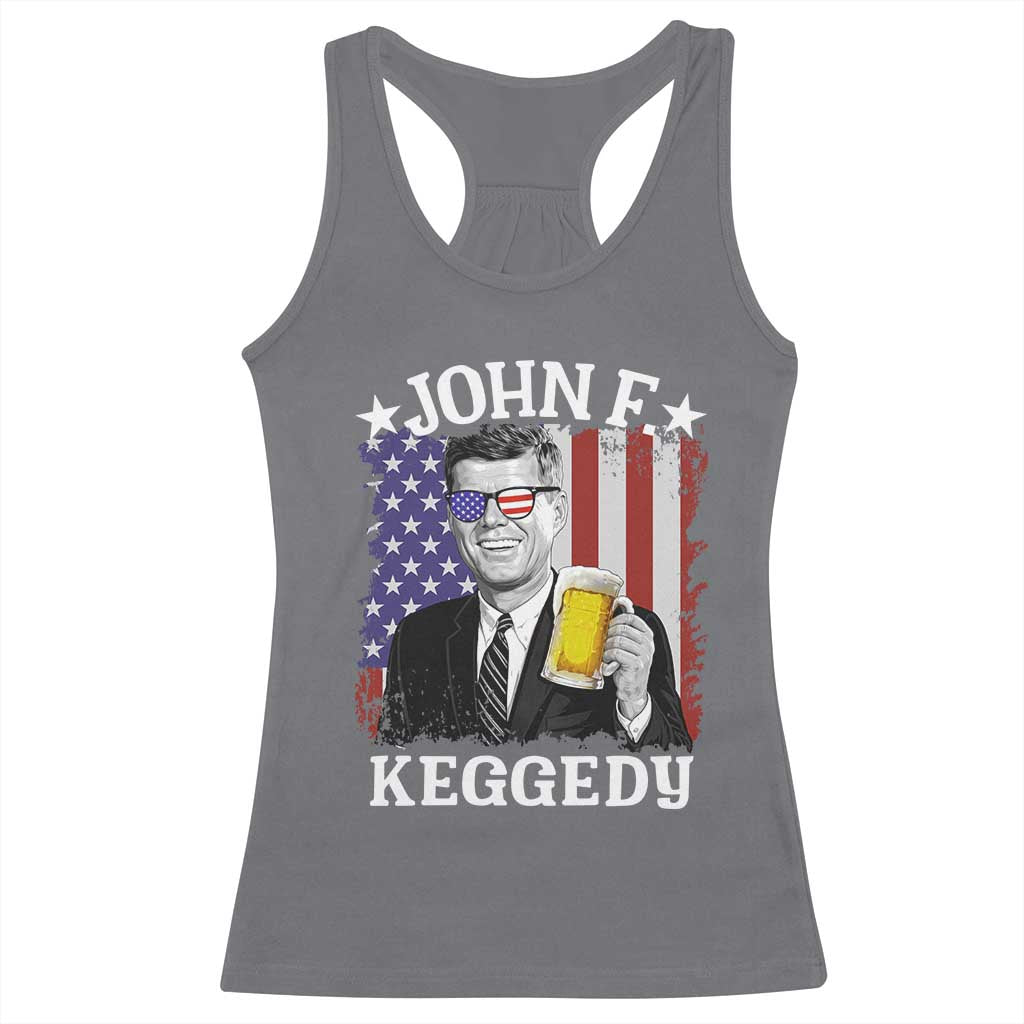 John F Kennedy Racerback Tank Top 4th of July America Flag Beer TS14 Charcoal Print Your Wear