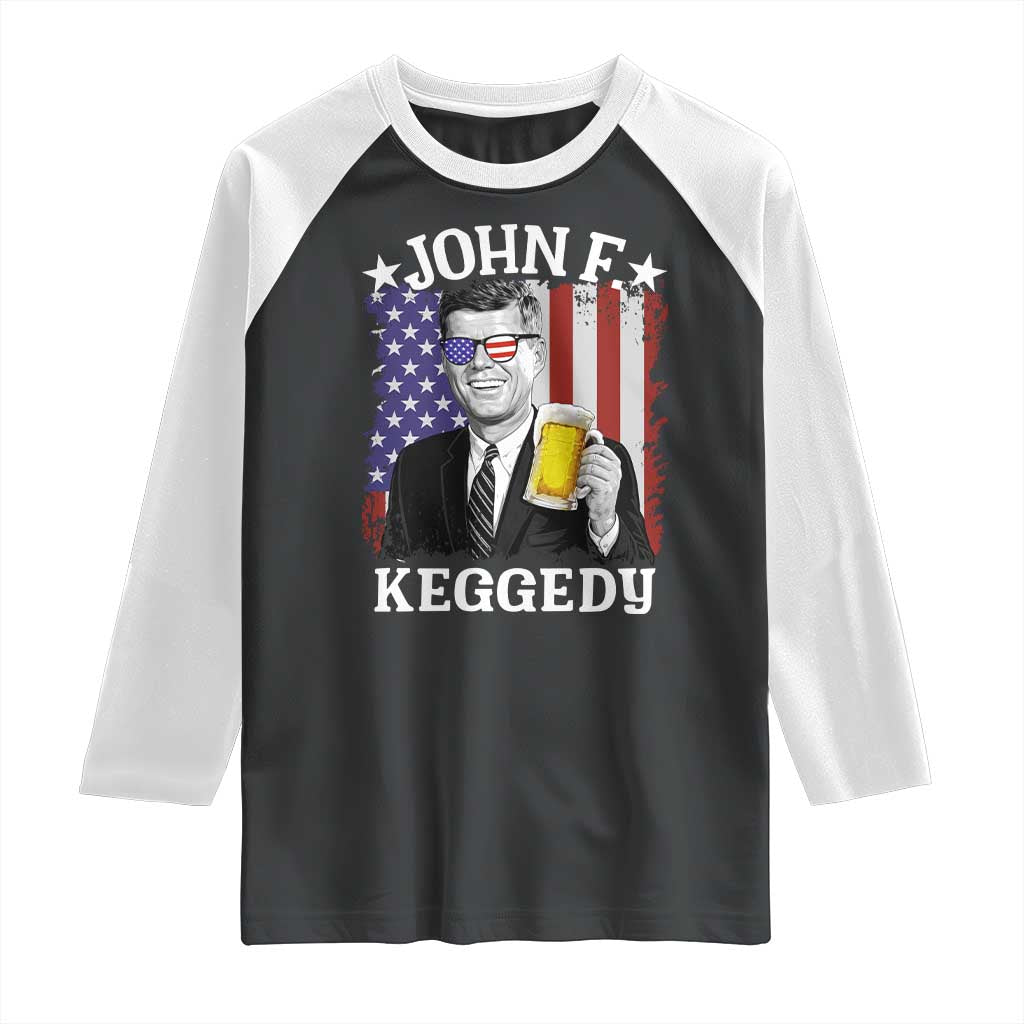 John F Kennedy Raglan Shirt 4th of July America Flag Beer TS14 Black White Print Your Wear