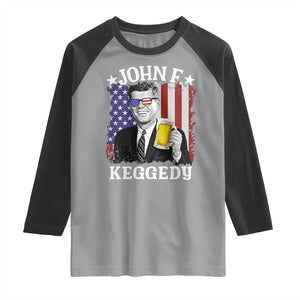 John F Kennedy Raglan Shirt 4th of July America Flag Beer TS14 Sport Gray Black Print Your Wear