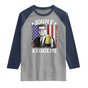 John F Kennedy Raglan Shirt 4th of July America Flag Beer TS14 Sport Gray Navy Print Your Wear