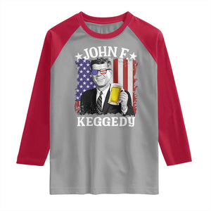 John F Kennedy Raglan Shirt 4th of July America Flag Beer TS14 Sport Gray Red Print Your Wear