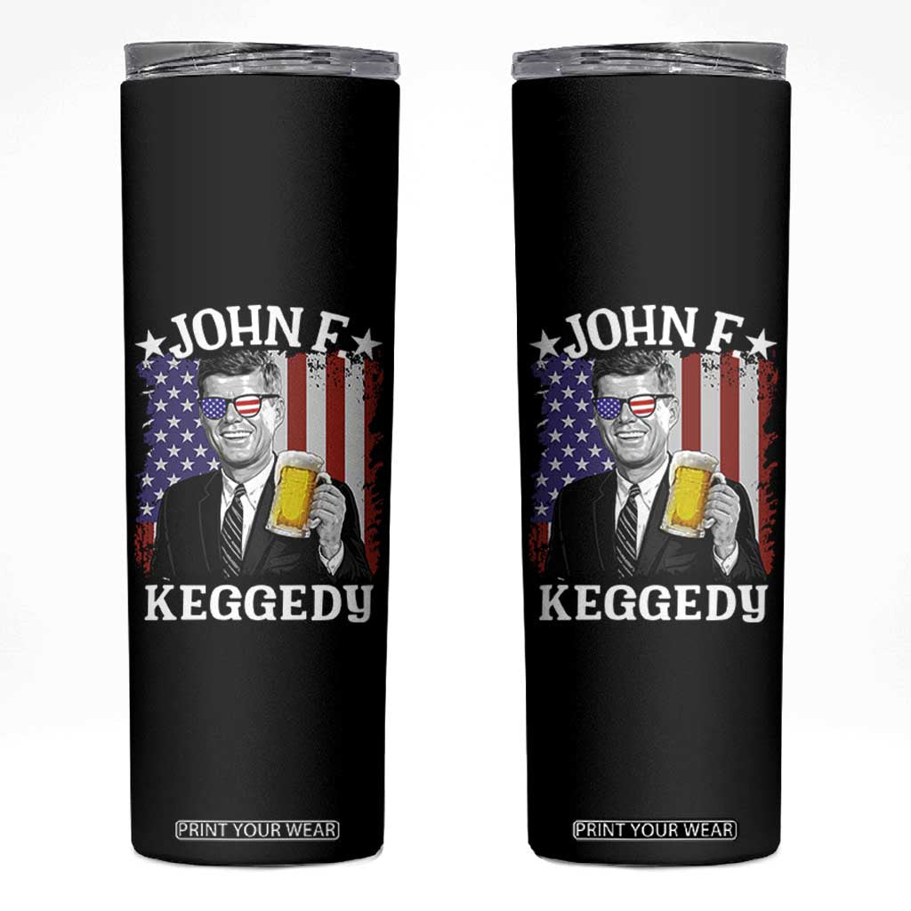 John F Kennedy Skinny Tumbler 4th of July America Flag Beer TS14 Black Print Your Wear