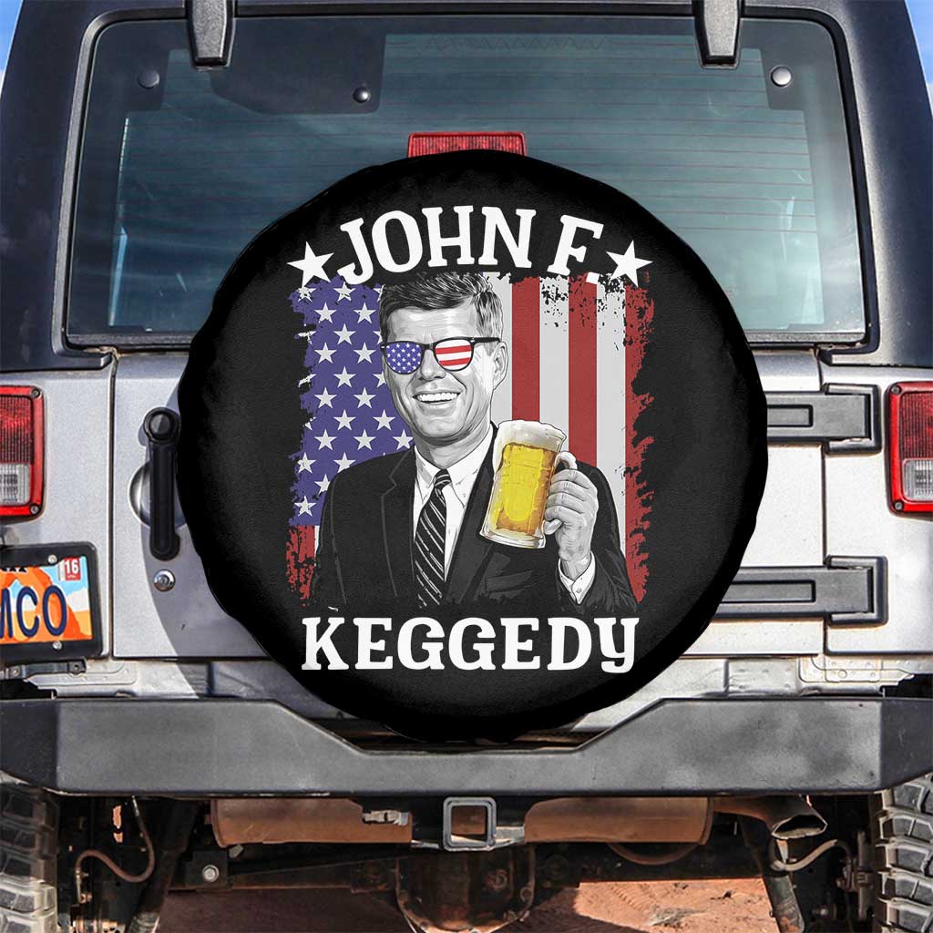 John F Kennedy Spare Tire Cover 4th of July America Flag Beer TS14 No hole Black Print Your Wear