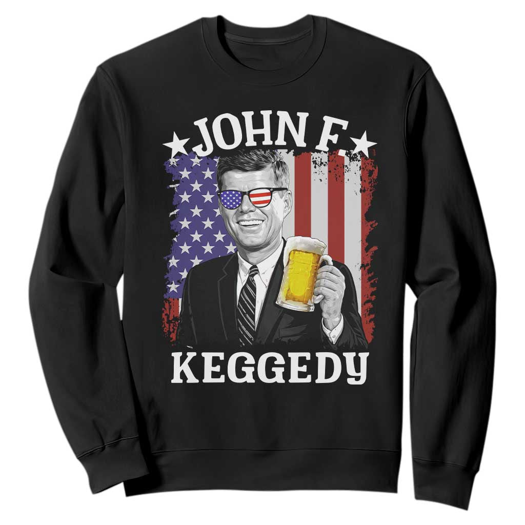 John F Kennedy Sweatshirt 4th of July America Flag Beer TS14 Black Print Your Wear