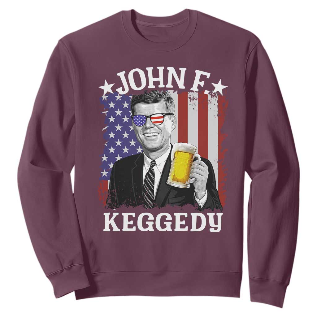John F Kennedy Sweatshirt 4th of July America Flag Beer TS14 Maroon Print Your Wear