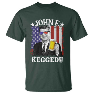John F Kennedy T Shirt 4th of July America Flag Beer TS14 Dark Forest Green Print Your Wear