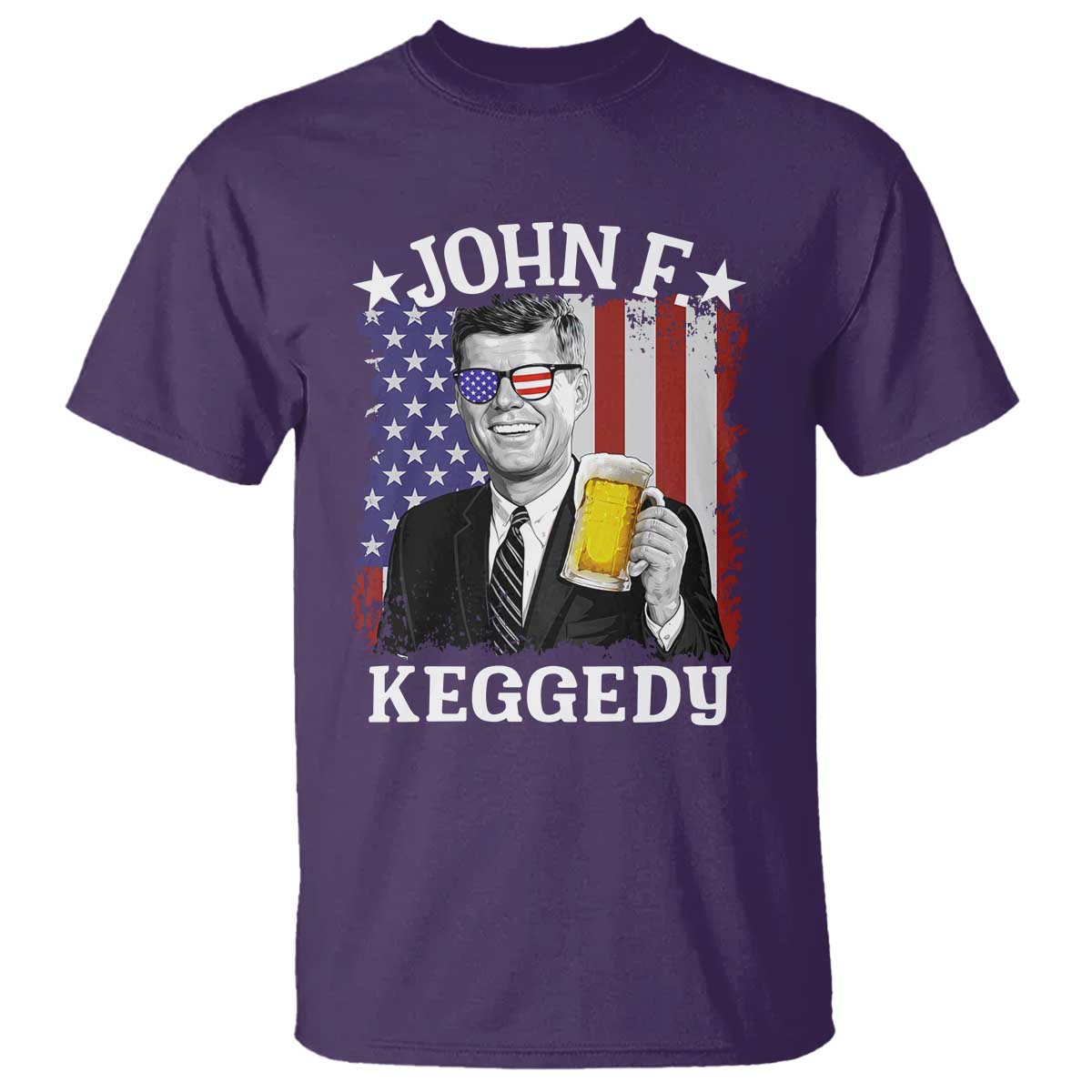 John F Kennedy T Shirt 4th of July America Flag Beer TS14 Purple Print Your Wear