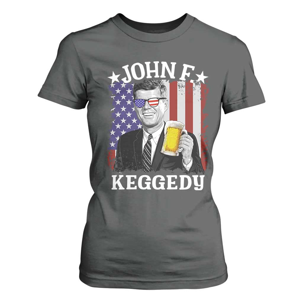 John F Kennedy T Shirt For Women 4th of July America Flag Beer TS14 Dark Heather Print Your Wear