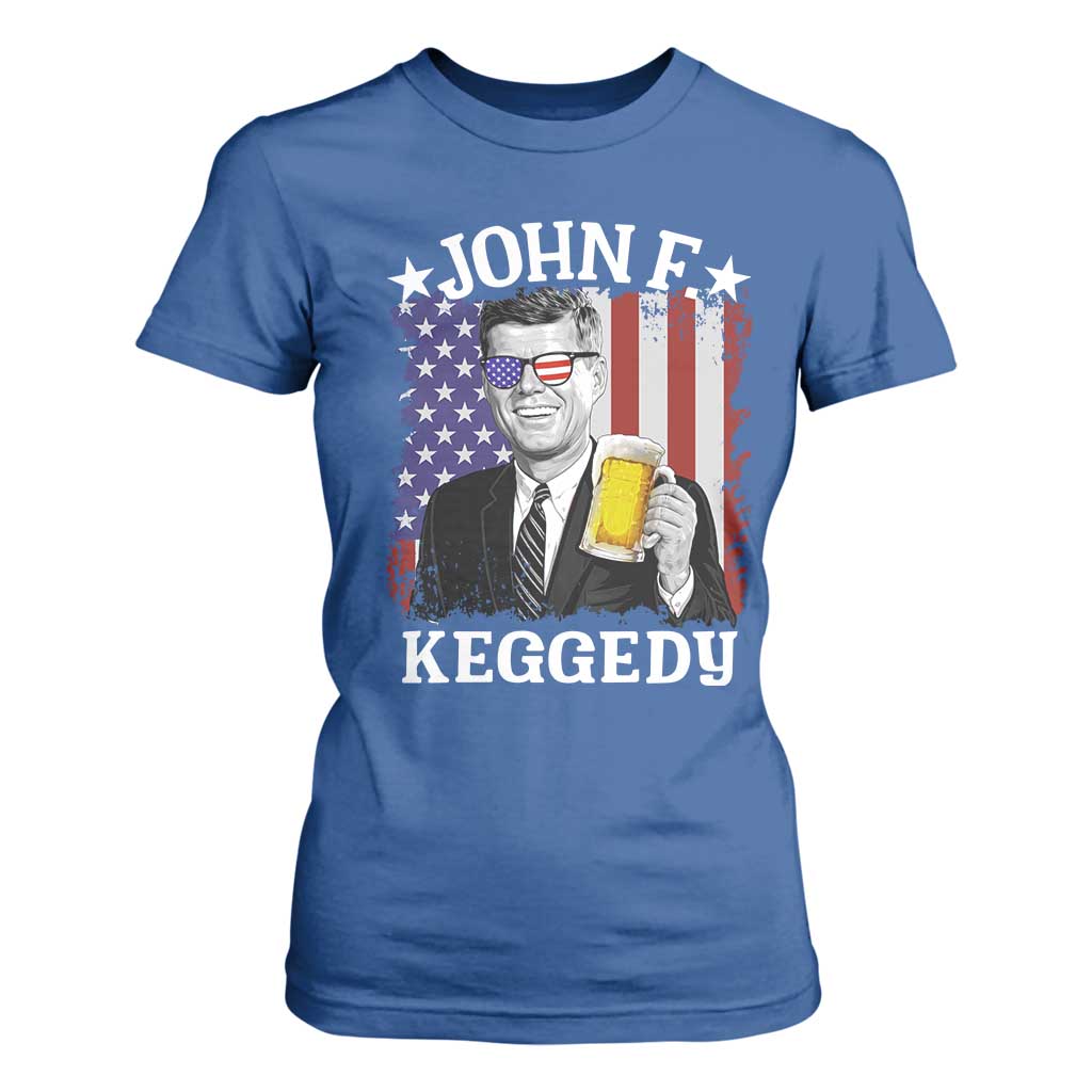 John F Kennedy T Shirt For Women 4th of July America Flag Beer TS14 Royal Blue Print Your Wear