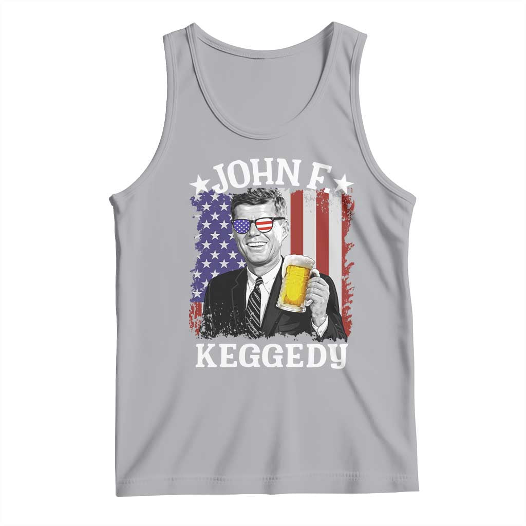 John F Kennedy Tank Top 4th of July America Flag Beer TS14 Athletic Heather Print Your Wear