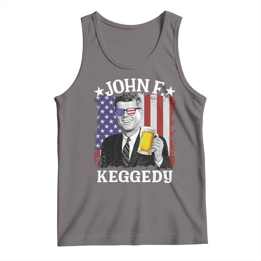 John F Kennedy Tank Top 4th of July America Flag Beer TS14 Deep Heather Print Your Wear