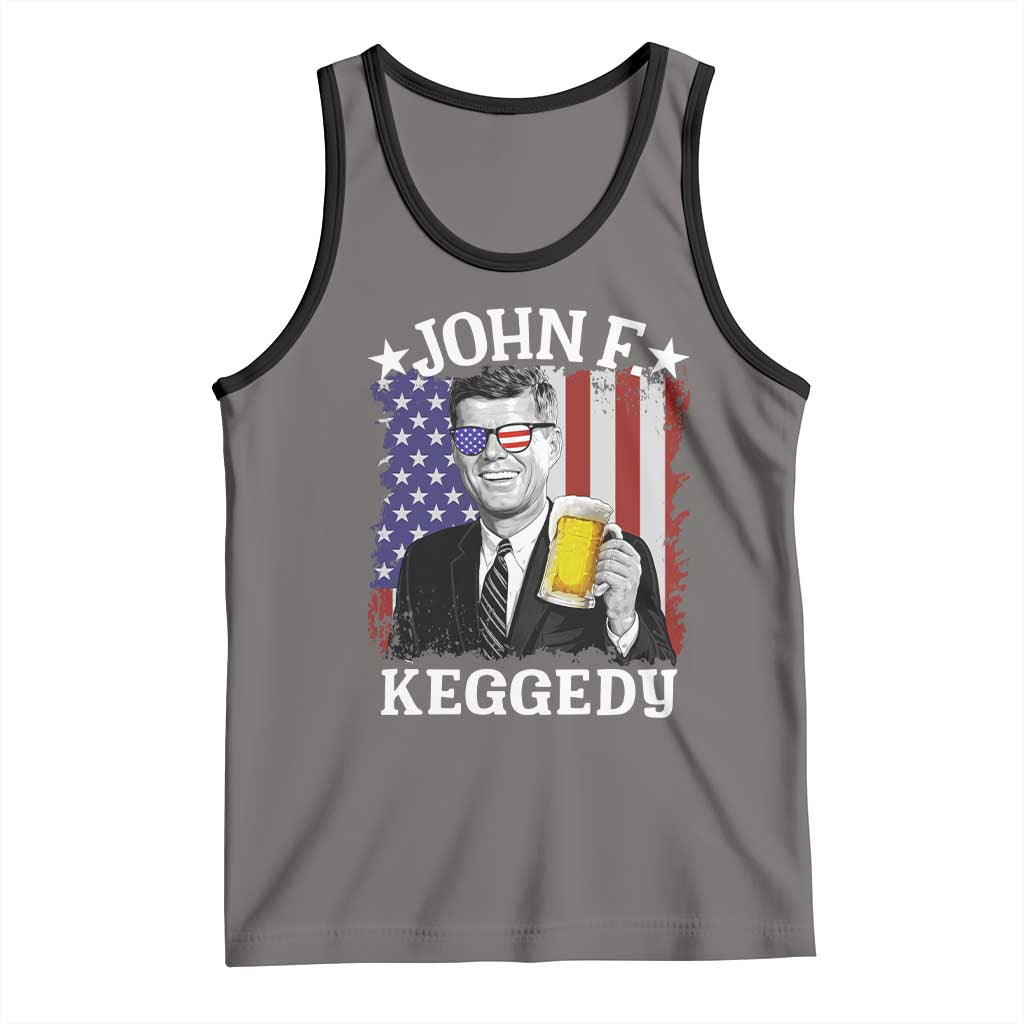 John F Kennedy Tank Top 4th of July America Flag Beer TS14 Deep Heather Black Print Your Wear