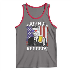 John F Kennedy Tank Top 4th of July America Flag Beer TS14 Deep Heather Red Print Your Wear